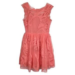 ASOS Peach Embellished Mesh 5 Layer Full Skirt Party Dress Women's size 10